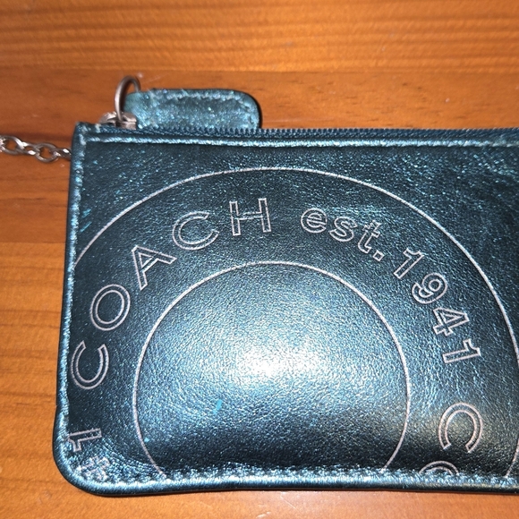 Coach Turquoise Metallic Key Chain Coin/Card Wallet - Picture 8 of 8